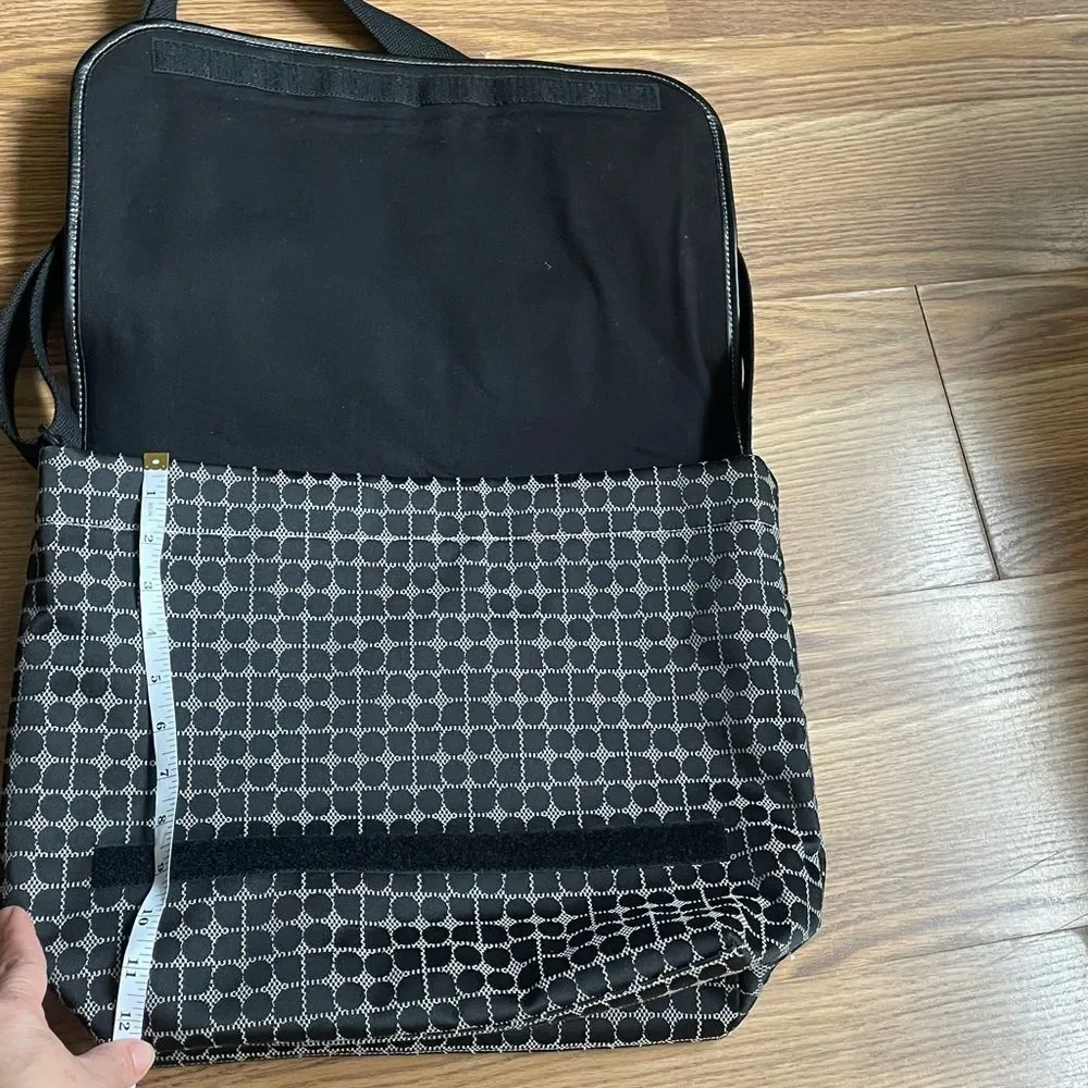 KATE SPADE Noel Jacquard Black/White Canvas Flap Messenger Crossbody Tote Bag